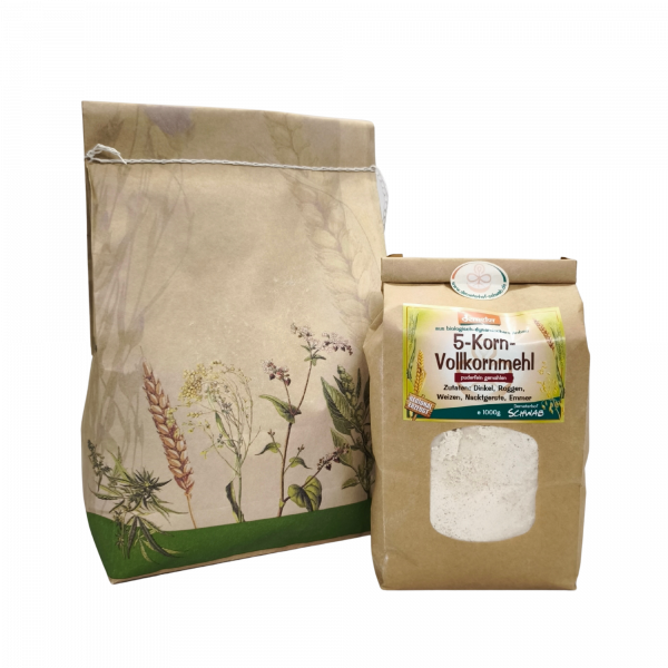 Demeter Bio 5-Kornvollkornmehl (Dinkel,Roggen,Weizen, Nacktgerste,Emmer)