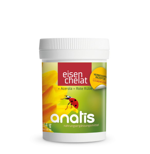 Eisen Chelat + Rote Rübe + Acerola Anatis Nahrungsergänzungsmittel 90 Kapseln