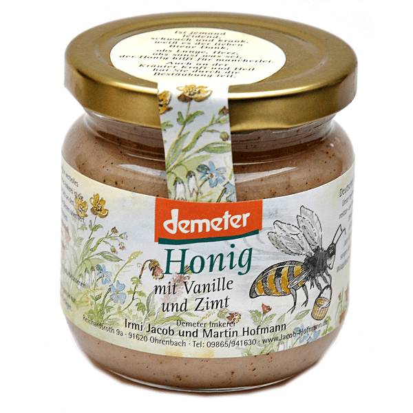 Demeter Bio Honig - mit Bio Vanille und Bio Zimt verfeinert aus der Frühlingsblüte