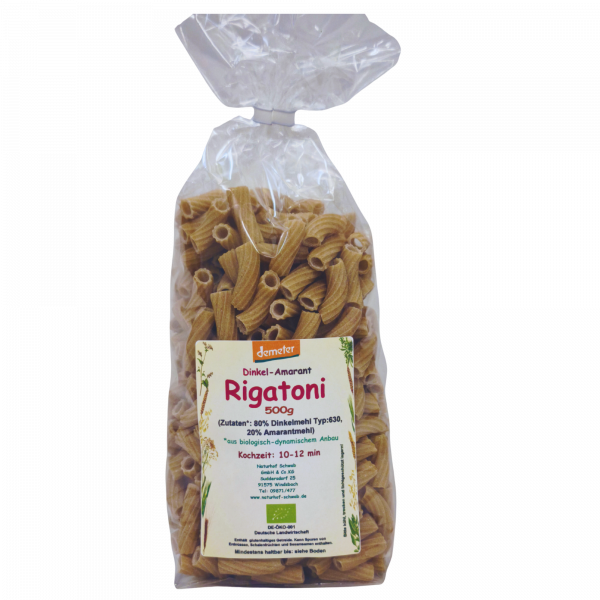 Demeter Bio Dinkel-Amarant Rigatoni Nudeln 500g