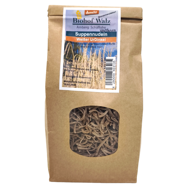 Demeter Dinkel Suppennudeln Vollkorn (Sorte: Weißem Urdinkel) 250g