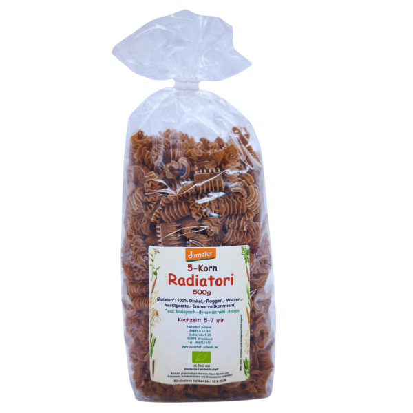 Demeter 5-Kornmehl Radiatori Vollkorn 500g