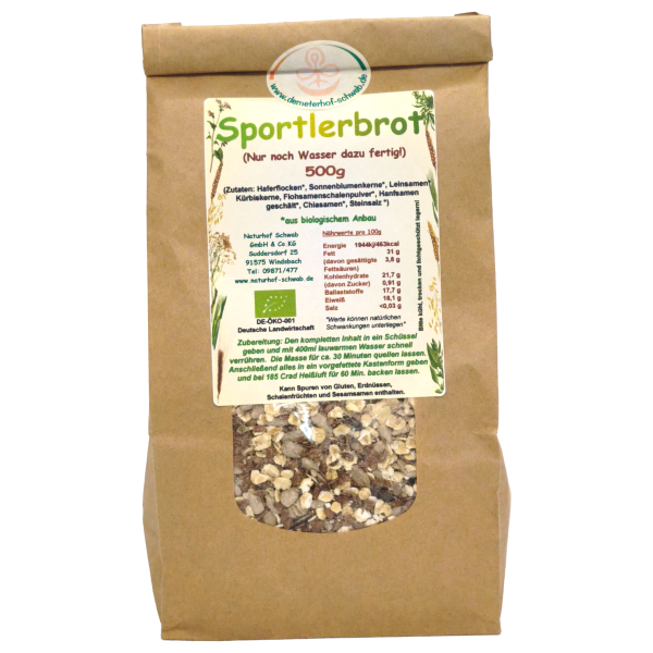 Bio Sportlerbrotbackmischung 500g Nur noch Wasser dazu, fertig!