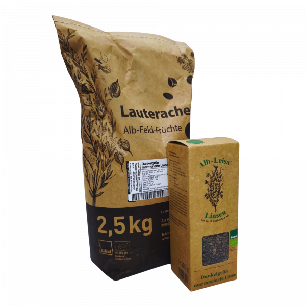 Bioland Dunkelgrüne marmorierte Linsen