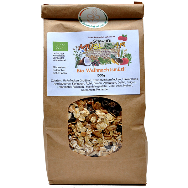 Bio Weihnachtsmüsli mit leckeren Lebkuchengewürz